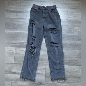 Pacsun Womens High Rise Straight Leg Distressed Black Wash Denim Jeans Size 25